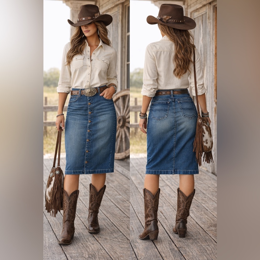 Polo RALPH LAUREN Denim Midi Skirt Size 10 Front Button Indigo Blue Cotton NWT